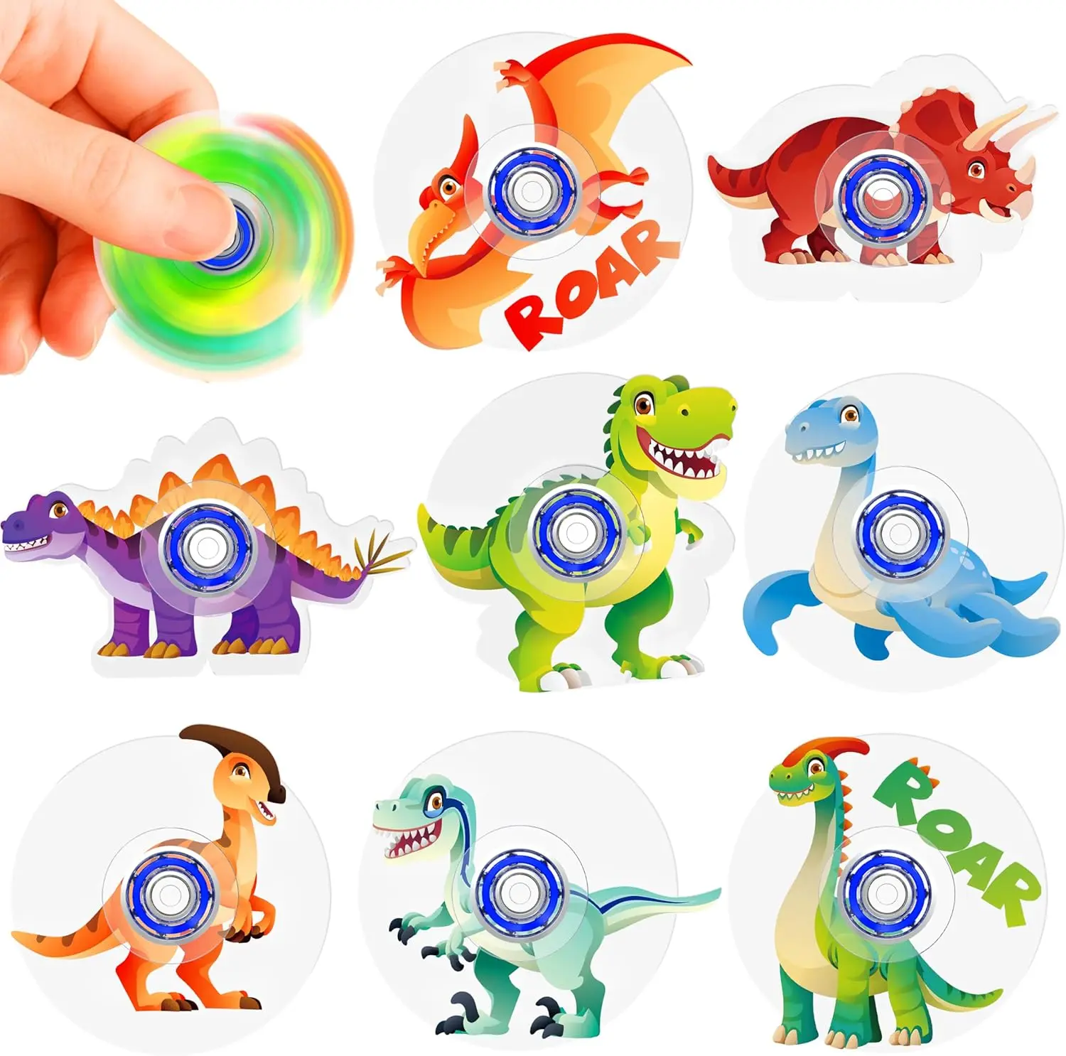 24 Pack Dinosaur Fidget Spinners-Dinosaur Party Favors: Anxiety Toy Stress Relief Fidgets Bulk Toys for Kids Boys Girls, Party Goodie Bags Stuffers, Classroom Prizes, Fun Gifts
