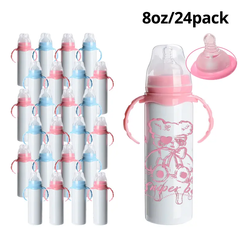 24-Pack 8oz Sublimation Stainless Steel Sippy Water Bottles ,Vacuum Insulated Tumbler For Toddler, USA Warehouse, for Feeding, Travel