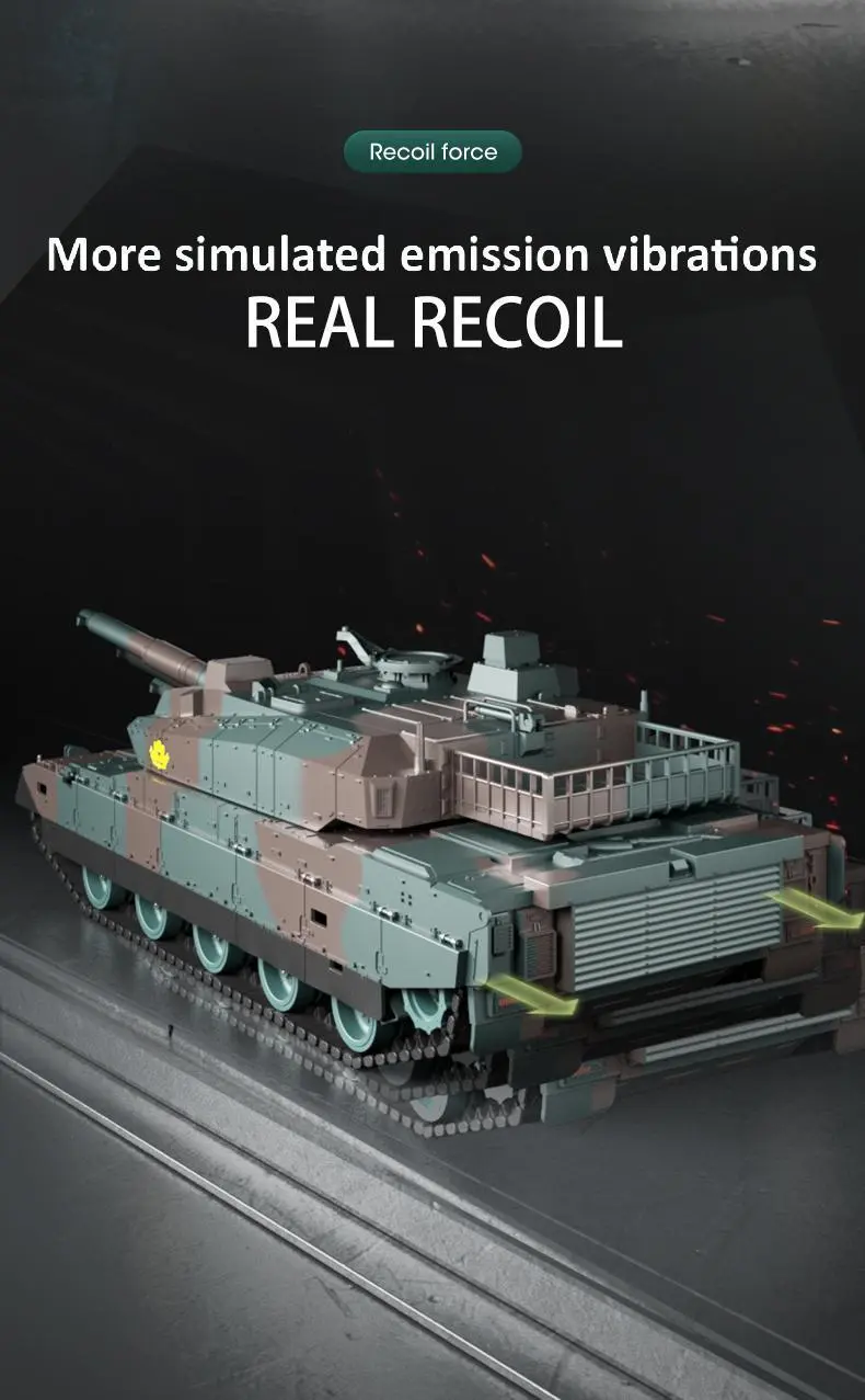 Tongli Japanese-Style Simulated Tracked RC Tank - 2.4G Remote Control Toy, 6-8Y Unisex Halloween Gift, 360° Wide Turret Rot, Authentic Combat Sound Effects, BPA/Latex-Free Safe Materials, Battery-Powered Outdoor Toy, Batteries Packed Separately, Yes