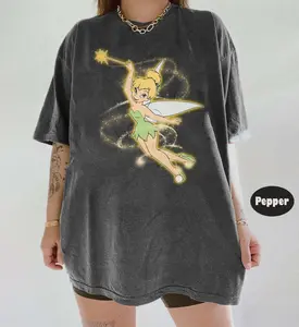 Vintage Comfort Colors  Peter Pan Tinker Bell Shirt, Whimsical Magic Graphic Print, Retro Y2KPrincess Shirt, Fairy Style Shirt, Timeless Appeal, Simple and Clean, Essential Piece, Fits Any Wardrobe