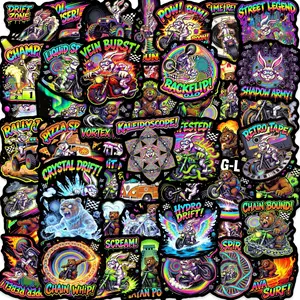 50pcs Colorful Animal Racing Stickers, Office Supplies and Notebook Accessories, Suitable for Scrapbooks, Diaries, Laptops, Water Bottles, Cars, Etc., Based on A Design Inspired By Belief.