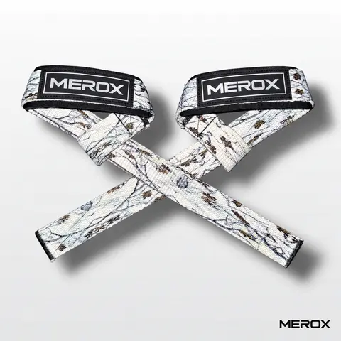MEROX White Arctic Camo Lifting Straps, 1 Pair, Unisex Wrist Straps for Weightlifting, Deadlifts, Rows and Shrugs, Gym Grip Accessories for Strength Training, Men and Women