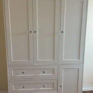 【2 Packages Delivery】VOWNER Wooden Wardrobe Closet Armoire Storage Cabinet 3 Doors with Hanging Rod for Hanging Clothes Bedroom Large Capacity Tall Freestanding Armoire Organizer with Shelves
