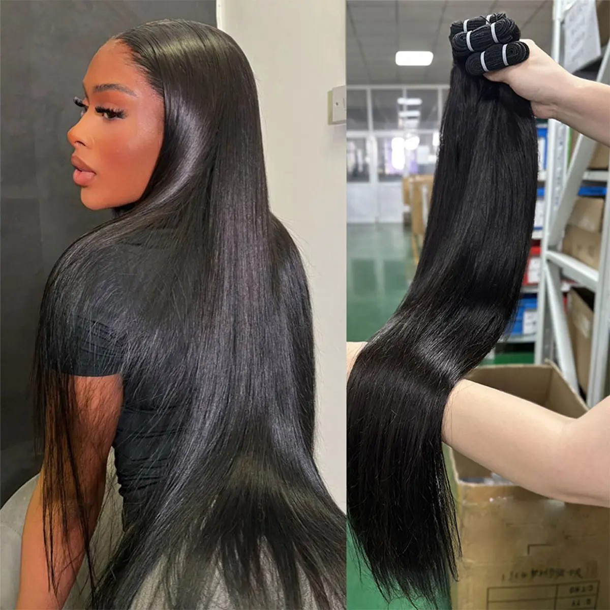 BELE HAIR 12A Grade Virgin Straight Hair Bundles Extension 12-32 inches Raw Hair Double Weft Invoid Shedding Tang Free Soft More Than 10,000 Produced Per Year