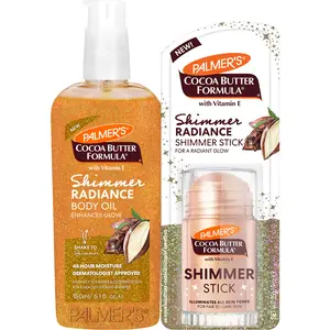 Palmer's Cocoa Butter Formula Shimmer Radiance Shimmer Radiance Body Oil and Shimmer Stick Bundle for Glowing, Hydrated Skin