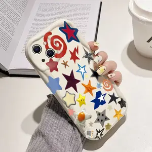 Case for iPhone 16 Pro Max 15 Plus 14 13 12 11 XS XR Colored stars Anti-Scratch Shockproof Soft Silicone Protective Cover