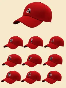 Unisex A-Z Letter Red Baseball Cap, Lightweight Fashionable, Casual Wear, Perfect Daily Use, Trendy Accessory, Suitable for All Seasons, Personalized Cap
