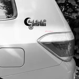 Thick Thighs Witch Vibes Vinyl Decal Sticker | Witch Goth Spooky Aesthetic