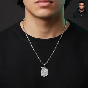 Juice Logo Pendant Necklace Stainless Steel Hip Hop Jewelry for Couples Trendy Fashion Accessories Street Style Lovers #JuiceLogo #CoupleJewelry #StreetwearAccessories #NewYearGift #HipHopNecklace