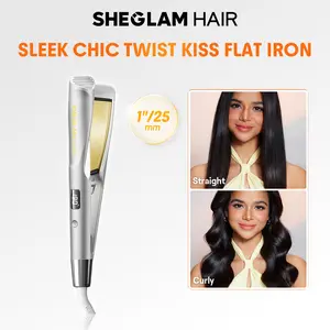 【BOGO SALE】SHEGLAM HAIR Sleek Chic Twist Kiss Flat Iron-US Plug-Effortlessbeauty- Coachella