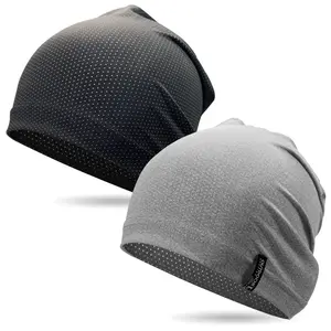 OUTDOOR SHAPING Men's & Women's 2-Pack Lightweight Summer Beanie Skullcap Set Hats, Breathable Jersey Helmet Liner with Air Holes, Thin Soft for Running, Cycling