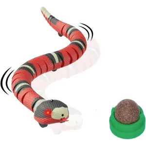 Interactive Electric Snake Cat Toy - Rechargeable Moving Robot for Bored Kittens & Adult Cats - Catnip-Infused Indoor Pet Toys for Cat Lovers & Kids Smart USB Rechargeable Cat Toy