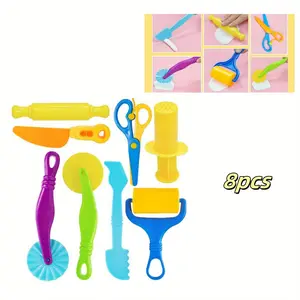 8 Pcs Play Dough Tools Sets for Youngers,Beginners,Play Dough Accessories Includes Cutters Roller,Rolling Pins,Safety Scissors,Plastic Knife