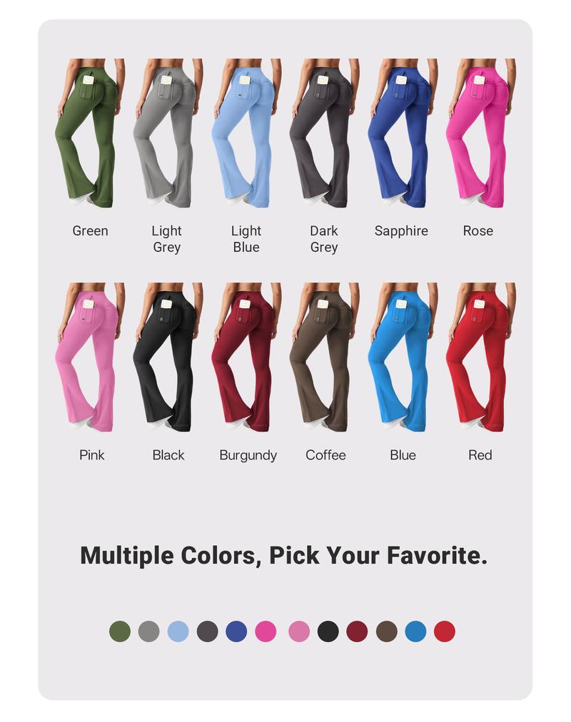 YEOREO CoreFlex Flare Leggings with Pockets for Women Scrunch Workout Leggings Butt Lifting Gym Yoga Pants