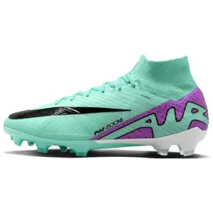 Nike Mercurial Superfly 9 Elite FG Men's Football Cleats with Logo Round Toe for Natural Grass, Slip-Resistant and Durable in Turquoise Trending Shoes, House White Official Shoes to Get / Maison Mihara