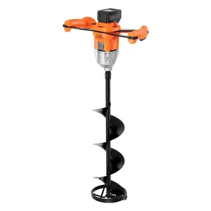 20V Electric Ice Auger, 8 inch Diameter, 2 in 1 Cordless Ice Fishing Augers and Earth Auger with Ices Earth Drill Bit, Cold-Resistant Post Hole Digger, Turbo High-Speed Cutting System