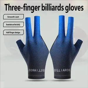 Men's Three-Finger Billiard Gloves, Breathable Ice Silk Slip-Resistant Design for Snooker and Pool, Universal Left or Right Hand Use