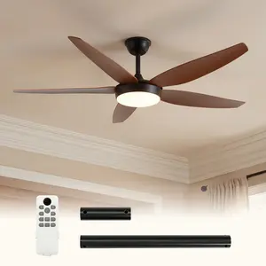 Tribesigns 56 Inch Ceiling Fans with Lights and Remote Control, 5 Blades Low Profile Ceiling Fan with LED Dimmable, DC Motor & 3CCT, 6 Speeds, High CFM Quiet, Timers, Reversible, Plastic Blade