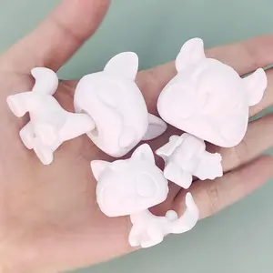 3 Pcs White Base Blank Paint Set - Art Supply for Miniature Cats and Dogs, Art Crafting for Children's Clay Handicraft