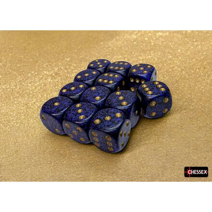 Speckled Golden Cobalt 16mm d6 Dice Block (12 dice)