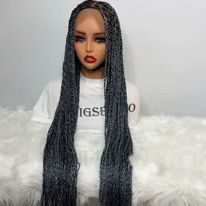 WIGSBYITO Synthetic Knotless Twist Mixed Color Icy Feel Full Lace Cap Adjustable Band & Pins Hair Extension