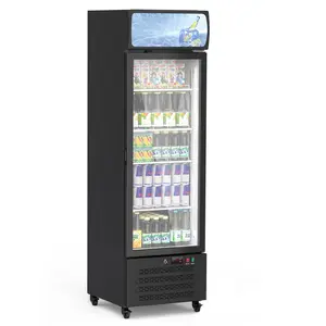 GARVEE 11.9 Cu.Ft Commercial Beverage Refrigerator, Merchandiser Display Refrigerator with Dual-Layer Glass Door, LED Display Lighting, 4 Adjustable Shelves, Merchant Fridge for Restaurant Cafe Shop, Black