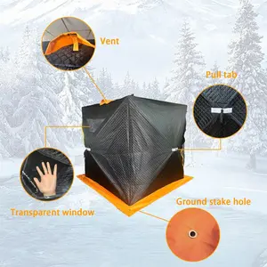 PAKICETUS  Portable Outdoor Ice Fishing Shelter With Windproof Windows Carry Bag Spacious Interior Ventilation Visibility Easy Setup For Winter Fishing Durable Cold Weather Protection 2 3 Person