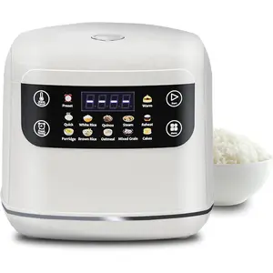 Portable Digital Rice Cooker, 6-Cup (Uncooked)/12-Cup (Cooked) Small Rice Maker with Steaming Basket, Mini Rice Cooker with 2L Removable Nonstick Inner Pot, 10 Menu Options, Auto Keep Warm, 24 Hour Delay Timer, White