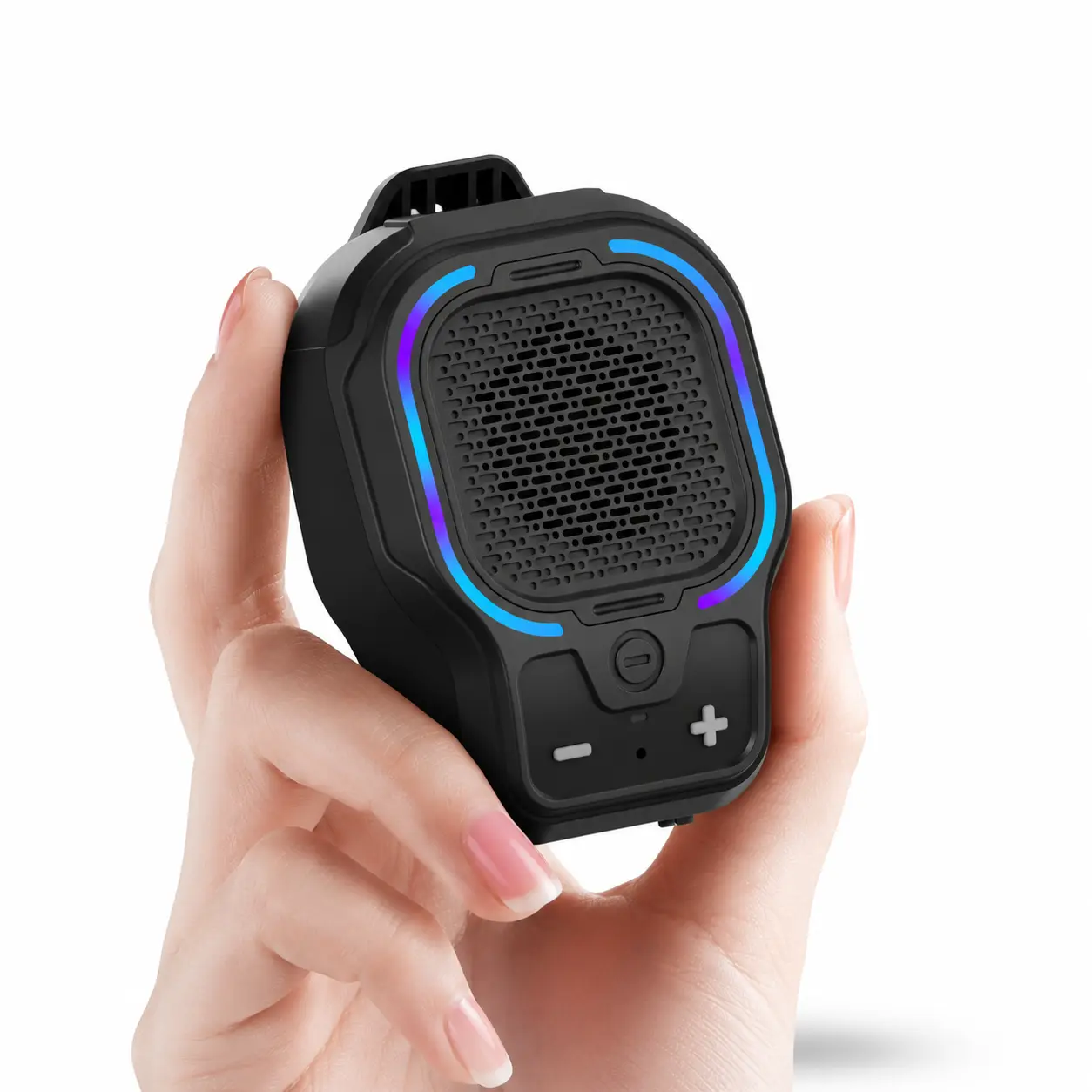 Wearable Bluetooth Speaker Magnetic Clip-On Portable Wireless Speaker with HiFi Sound, ENC Mic, 3 Light Modes, Hands-Free Mini Speaker for Outdoor Work, Cycling & Hiking