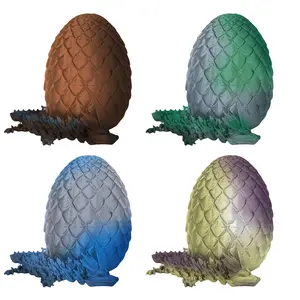 4-Piece Shimmering Dragon Egg Set 3D Printed Collector's Decor Multi-Color Gradient for Desk Shelf Creative Easter Gift Home Office Accent