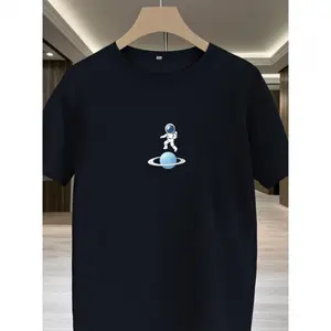 Men's Heavyweight 100% Cotton Graphic T-Shirt Solar System Planet Print Casual Short Sleeve Tee Round Neck Summer Top for Teens & Young Adults Machine Washable Regular Fit Streetwear Soft Sweatshirt Tshirt
