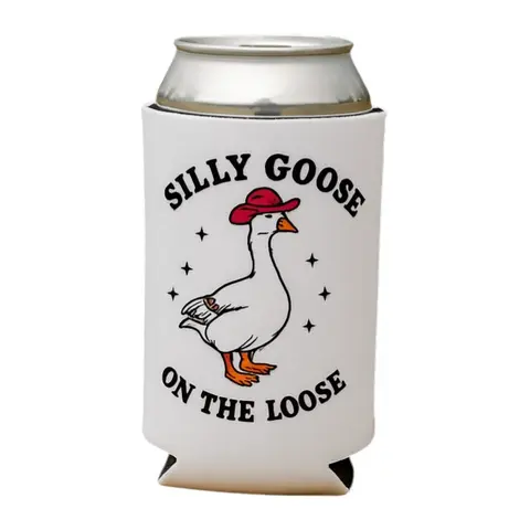 Silly Goose On The Loose Insulated Can Coozie Cup Holder, Double-Sided Casual Drinkware Accessory, Durable Portable Kitchenware Item, Fits Most 12oz & 16oz Beers, for Parties & Beaches