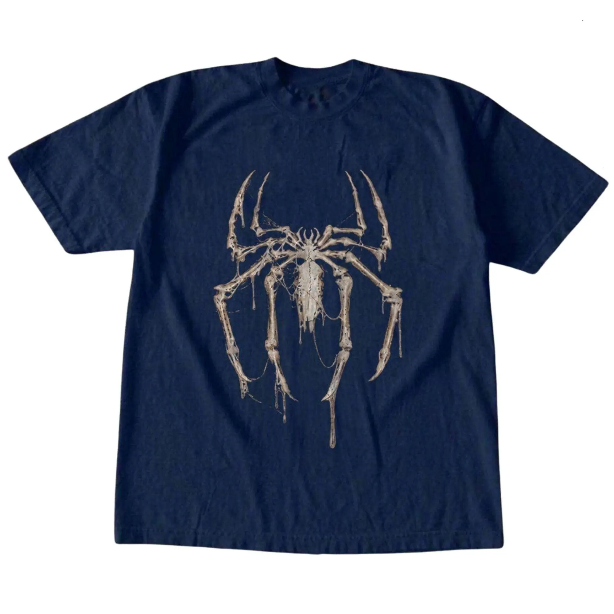 Bone Spider Skeleton Tee - Navy Dark Cyber Grunge Shirt