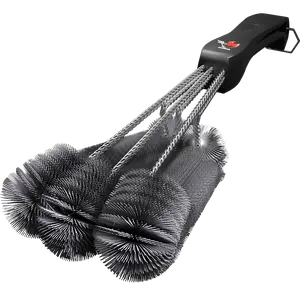 Kona 360 Grill Brush - 3-in-1 BBQ Cleaning Tool for All Grill Types - Heavy-Duty Stainless Steel - 18" Rigid Handle for Long-Lasting Use Best BBQ Gift