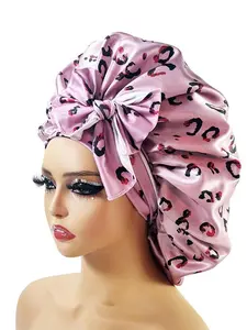 Women'sLeopardPrintWideEdgeSatinSleepingBonnet,SoftComfortableHairBonnetForWomen,FashionHairAccessoriesForDailyWear