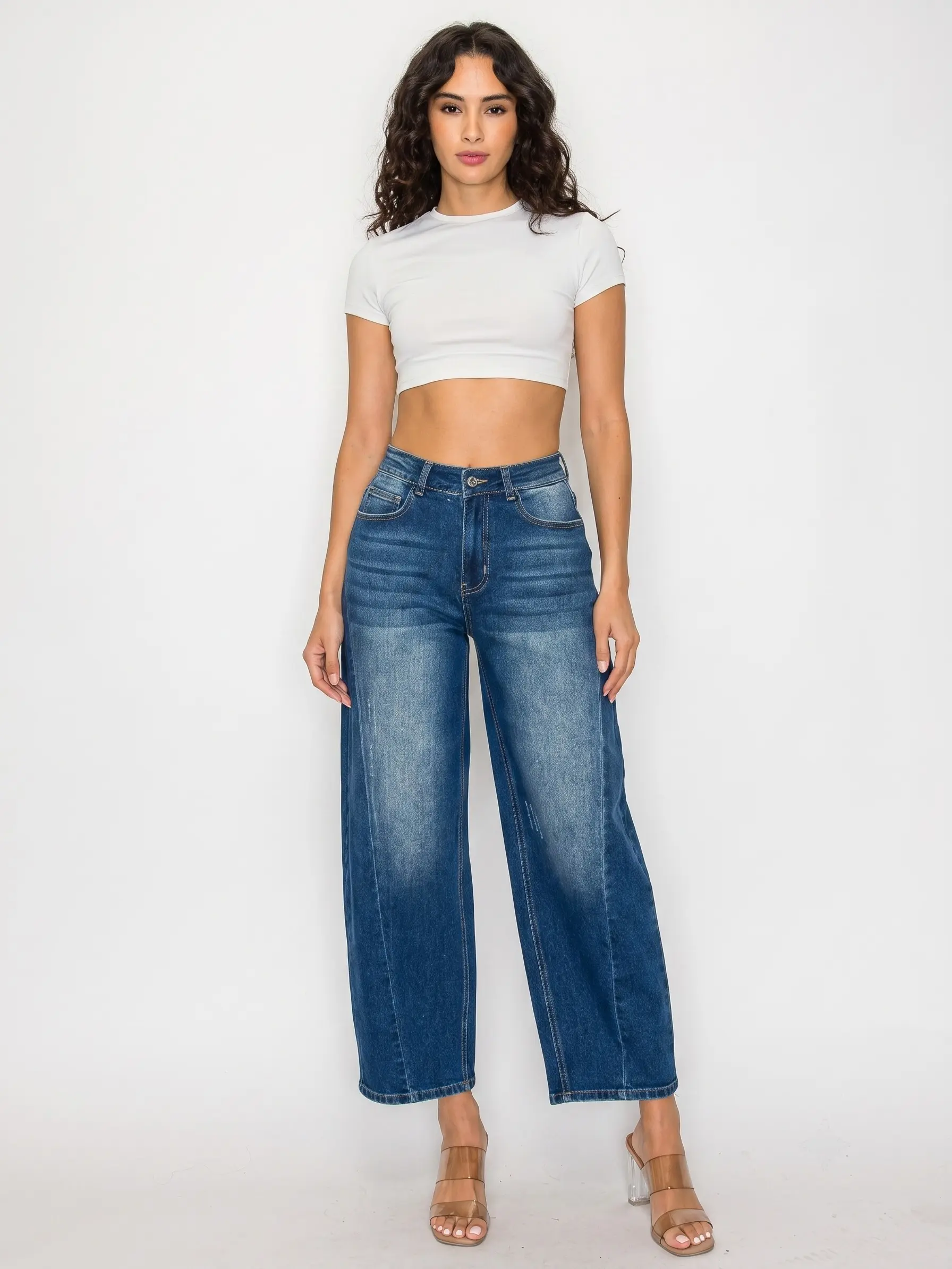 Piishoo Women's High Waisted Stretch Jeans Medium Blue Slim Fit Breathable Denim Pants Fashion Streetwear
