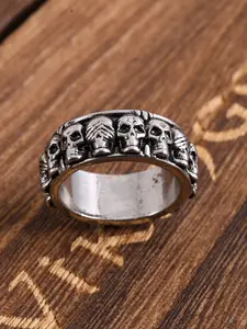 Vintage Distressed Skull Head Punk Hip-Hop Ring Finger Jewelry, Street Style Motorcycle, Unisex Fashion Accessory