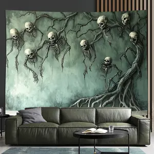 3D Visual Effect Skeleton and Vine Backdrop for Home, Unique Party Decoration, Perfect Creative Gift for Living Room & Office