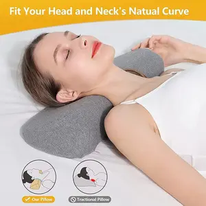 C-shaped curve cervical pillow, slow-rebound memory foam, spine support & posture correction for side & back sleepers