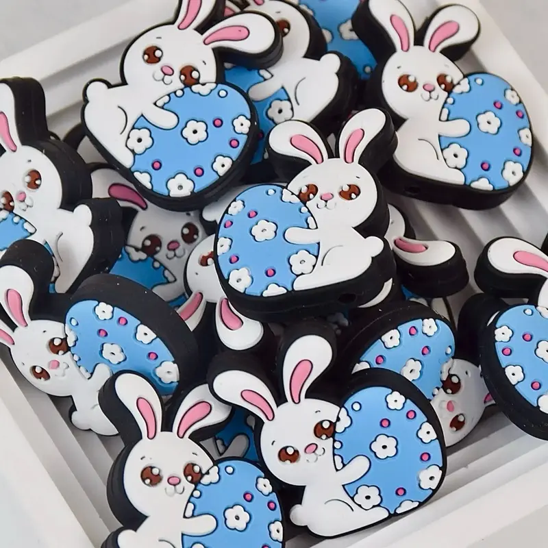 Bunny with Blue Egg 2D Silicone Focal (1 pc) 1C
