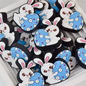 Bunny with Blue Egg 2D Silicone Focal (1 pc) 1C
