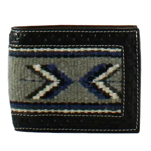 3D Belt Company Men's Tooled Black Wool Rug Bifold Wallet D250005401