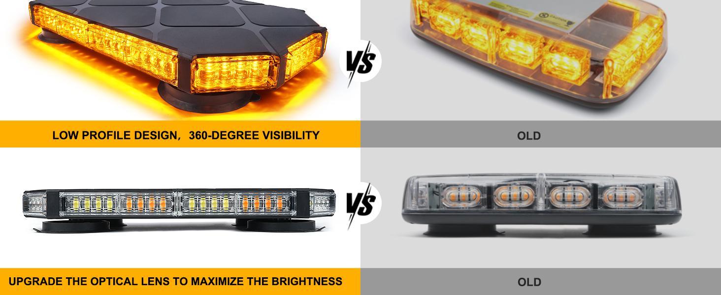 DIBMS 56 LED Roof Strobe Beacon Lights Strip Roof Hazard Warning Emergency Safety Flashing Lights, Amber/White Emergency Rooftop Strobe Lights Bar,Men's Car Accessories,Father's Day gift, amber  car  lights Dual Color LED Emergency Strobe Lights