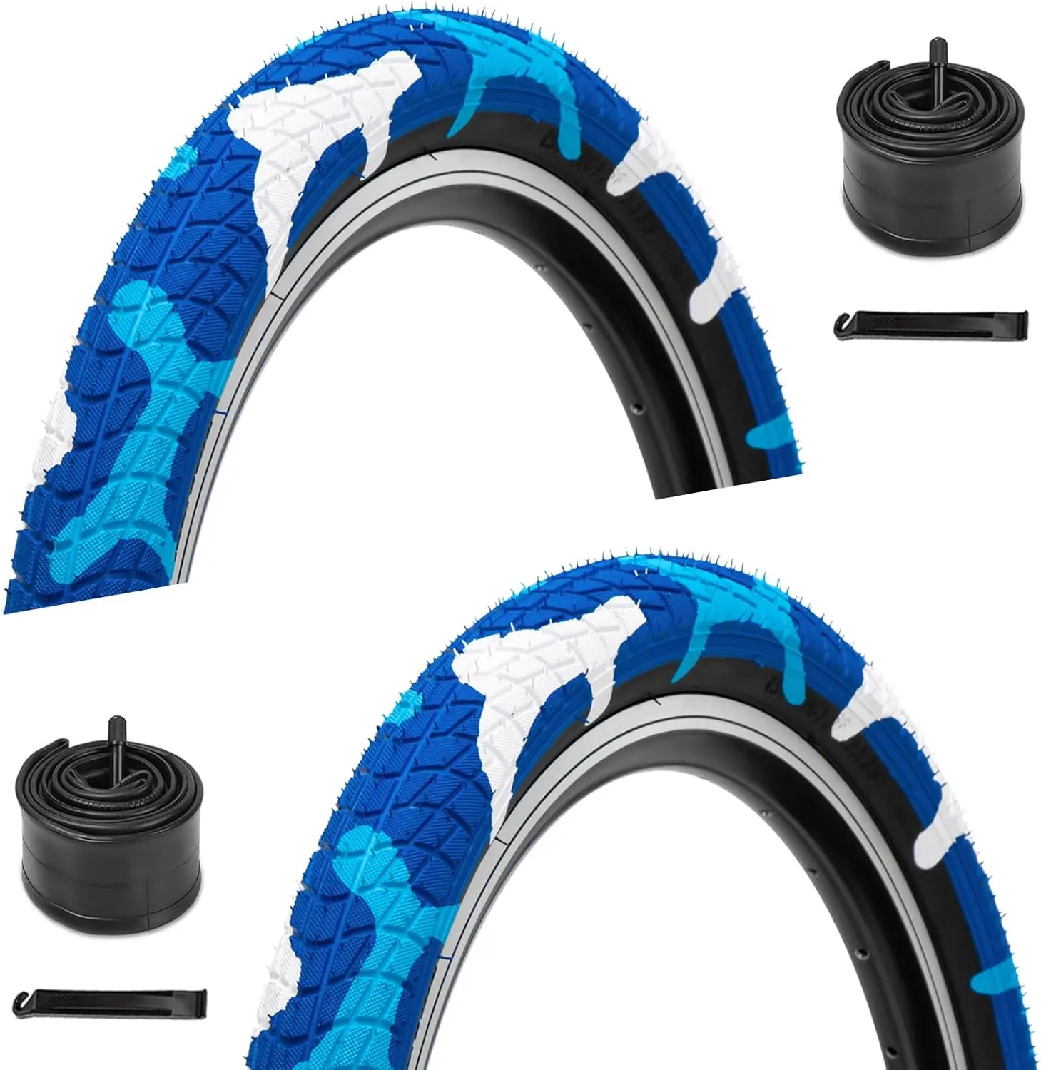 2-Pack 16/20 Kids Bike Tire, 16/20×2.125 inch BMX Heavy Duty Bike Tire with 16"/20" Inner Tubes Schrader Valve, Compatible with Child, Tricycle, Cruiser Bike