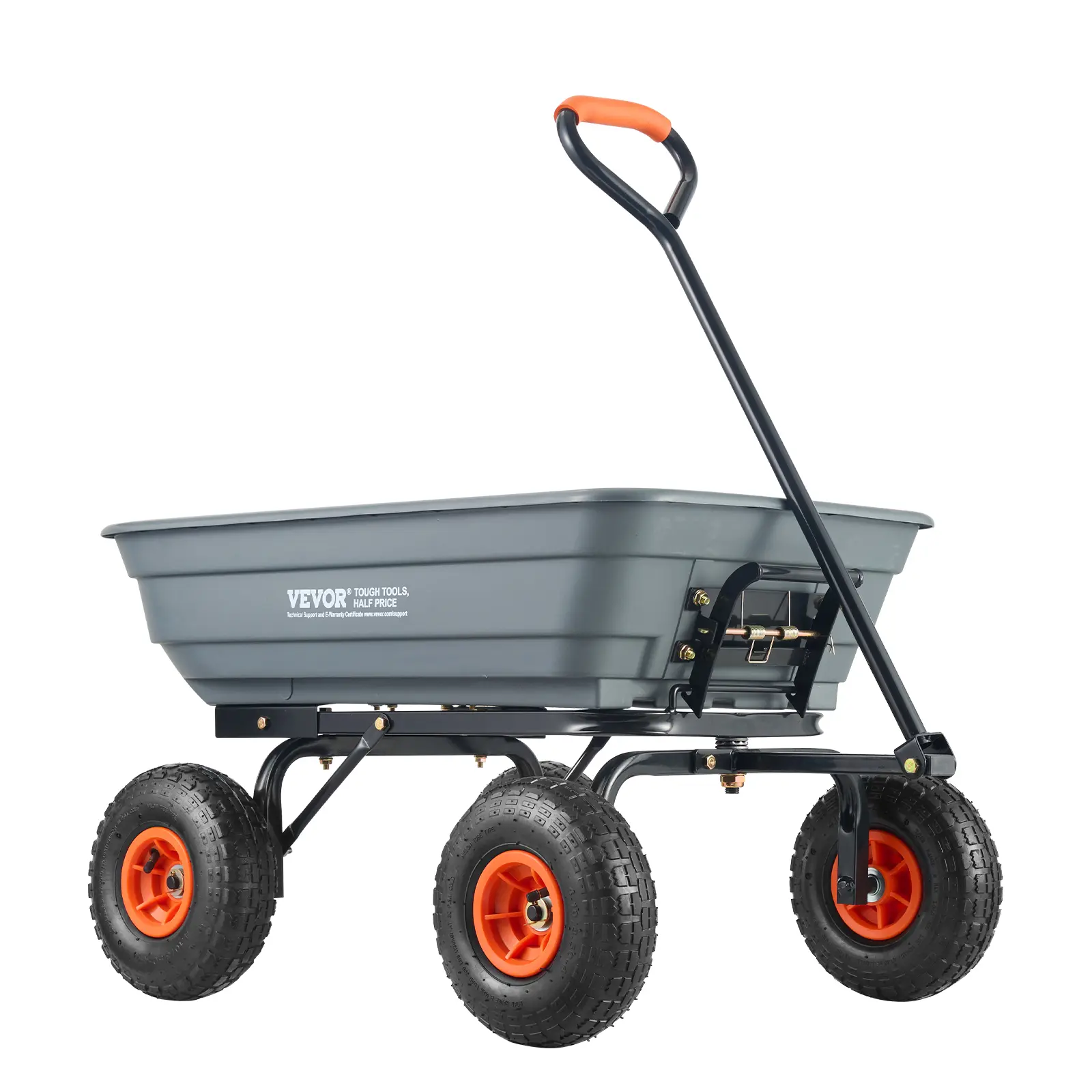 【summerfinds】VEVOR Garden Cart, Durable Poly Dump Cart with Simple Assembly Steel Framework, Versatile Dump Cart with Dual-Function Handle, Handy Wheelbarrow with 600 lbs Load Capacity, 10 inch Wheels