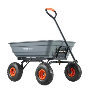 【fathersdaygift】VEVOR Garden Cart, Durable Poly Dump Cart with Simple Assembly Steel Framework, Versatile Dump Cart with Dual-Function Handle, Handy Wheelbarrow with 600 lbs Load Capacity, 10 inch Wheels