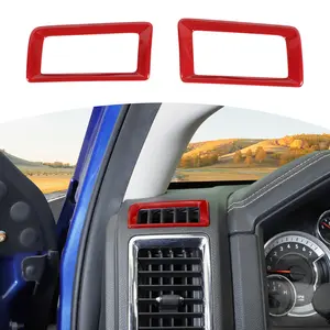 For 2010-2017 Dodge Ram 1500 Center Console Air Vent Outlet Cover Trim Car Interior Accessories adhesive sticker decoration Truck Decals Dashboard black carbon fiber