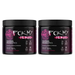 (2 Pack) Fck My Period All-In-One Women’s Probiotics & Prebiotics for pH Balance, Urinary & Vaginal Health with Cranberry & D Mannose, 50 Billion CFU