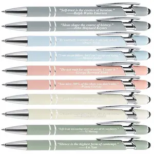 Motivational Slogan Engraved Ballpoint Pen, 10pcs/set Creative Writing Pen, Inspirational Metal Pens for Office School Student, Gift for Friend