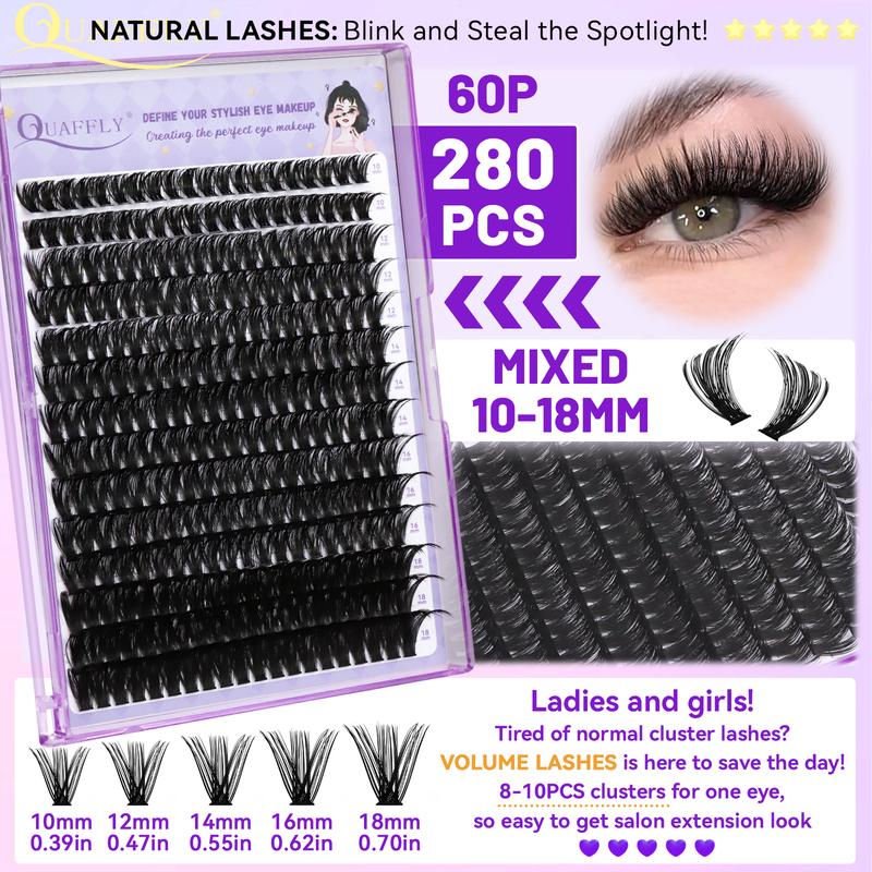Lash Clusters Kit 840Pcs 10-18mm D Curl Lashes Clusters with Lash Bond&Seal Lash Remover Tweezers Double-Ended Brush DIY At Home(40+60+80D-KIT)